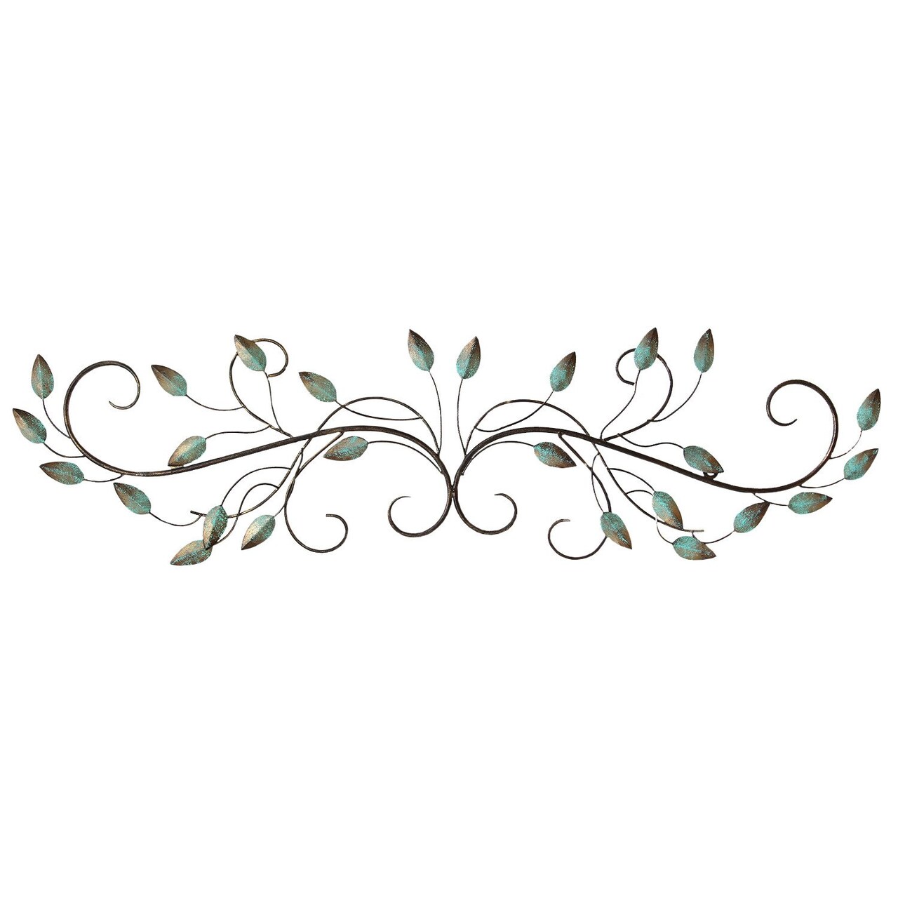Contemporary Home Living 40" Green and Gold Patina Scroll Leaf